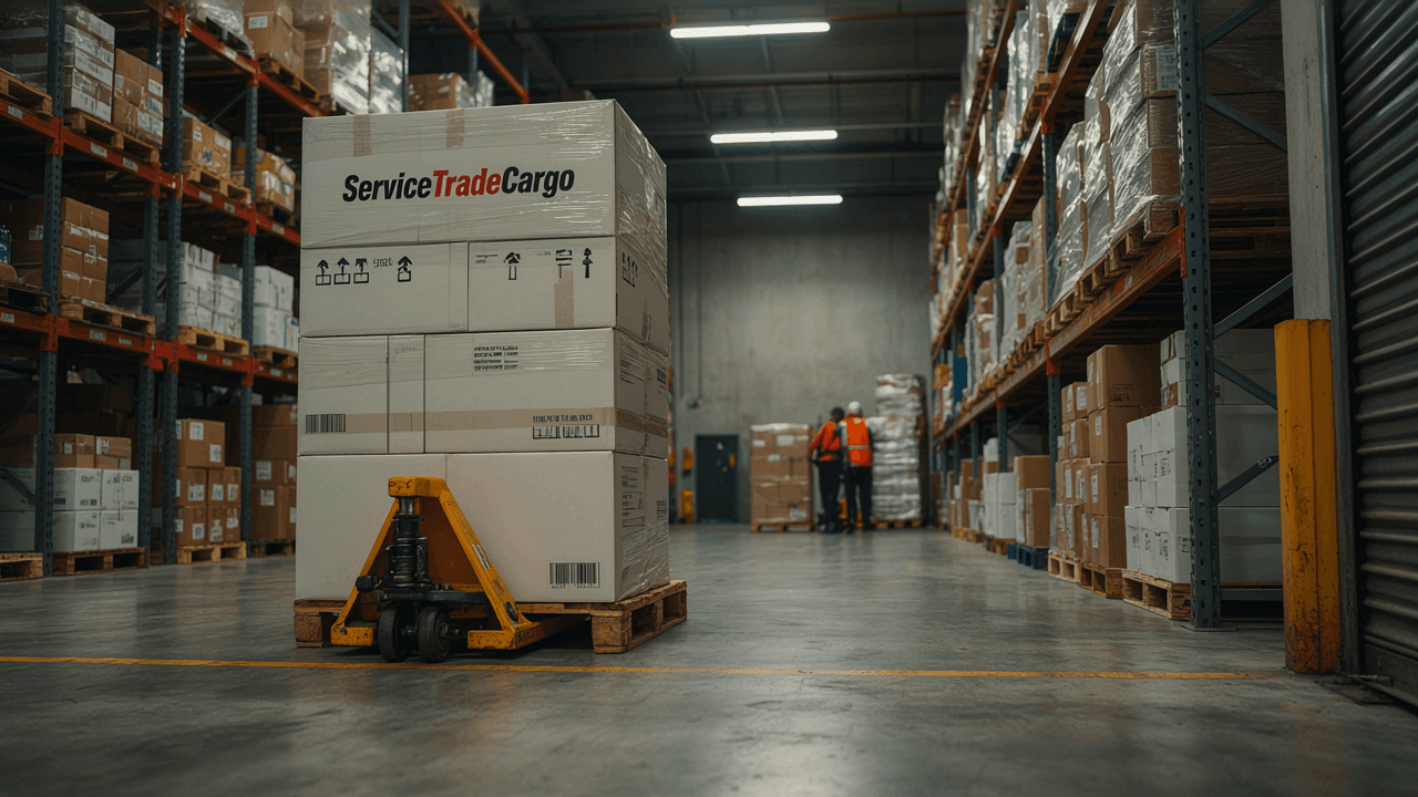 ServiceTradeCargo shipments racked in a distribution centre